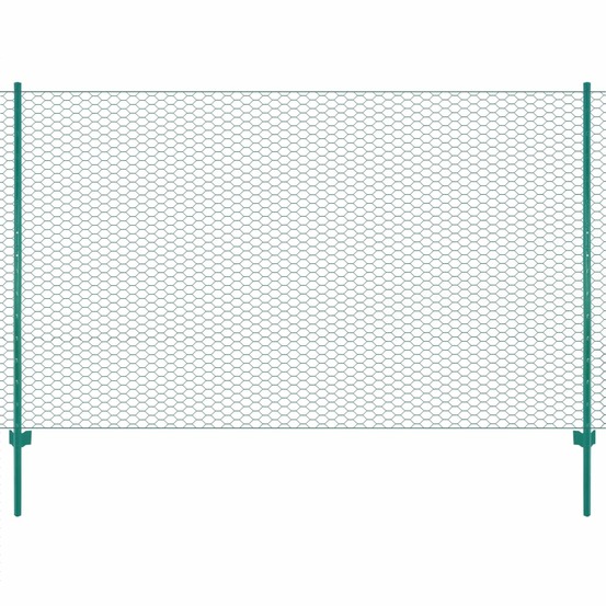 Clôture en grillage métallique avec poteaux acier 25x1,5 m vert