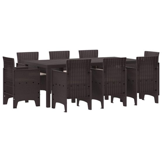 Ensemble de salle à manger pour jardin 9 pcs marron