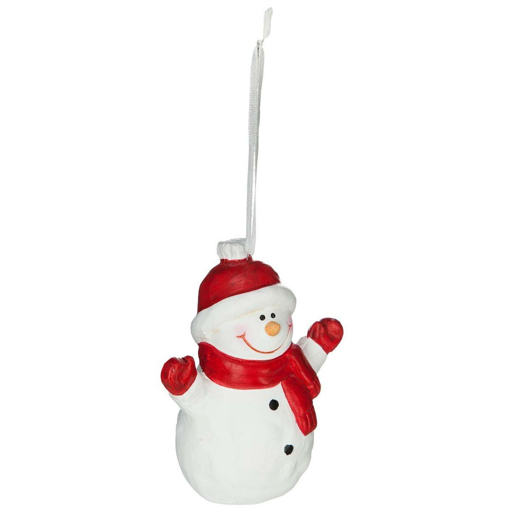 Sujet bonhomme de neige père noël h.8cm céramique