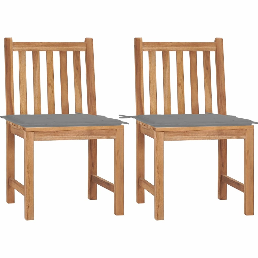 Chaises de jardin lot de 2 avec coussins bois de teck massif