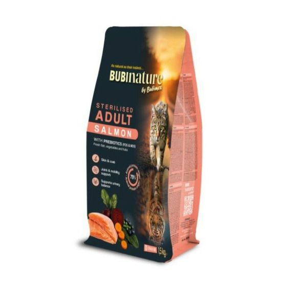 Croquettes chat stérilisé sans céréales au saumon bubi nature - 1,5 kg