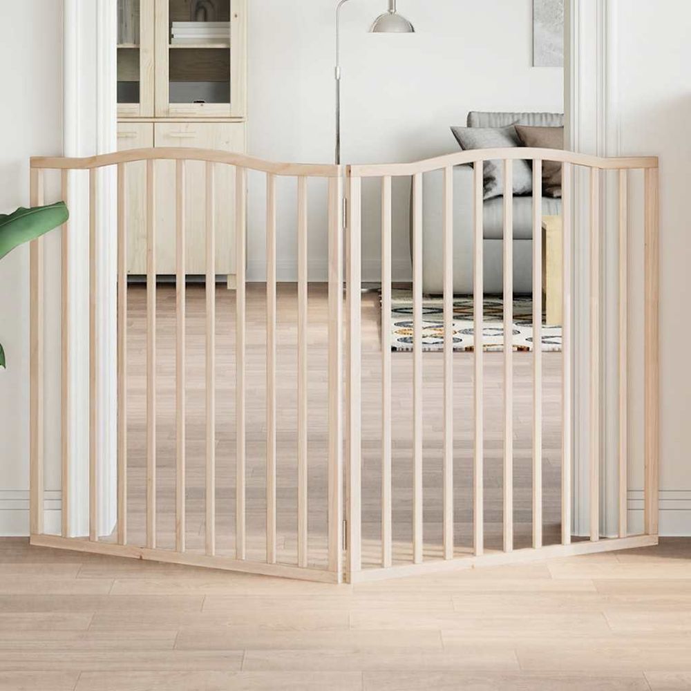 Barrière sécurité chien haute pliable bois 2 panneaux intérieur brun 160x90 cm