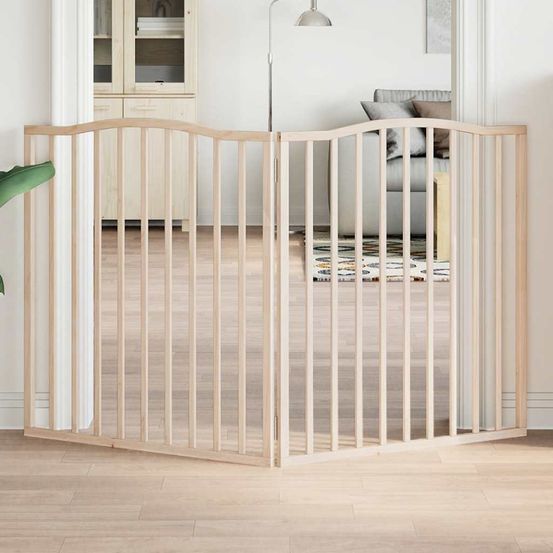 Barrière sécurité chien haute pliable bois 2 panneaux intérieur brun 160x90 cm