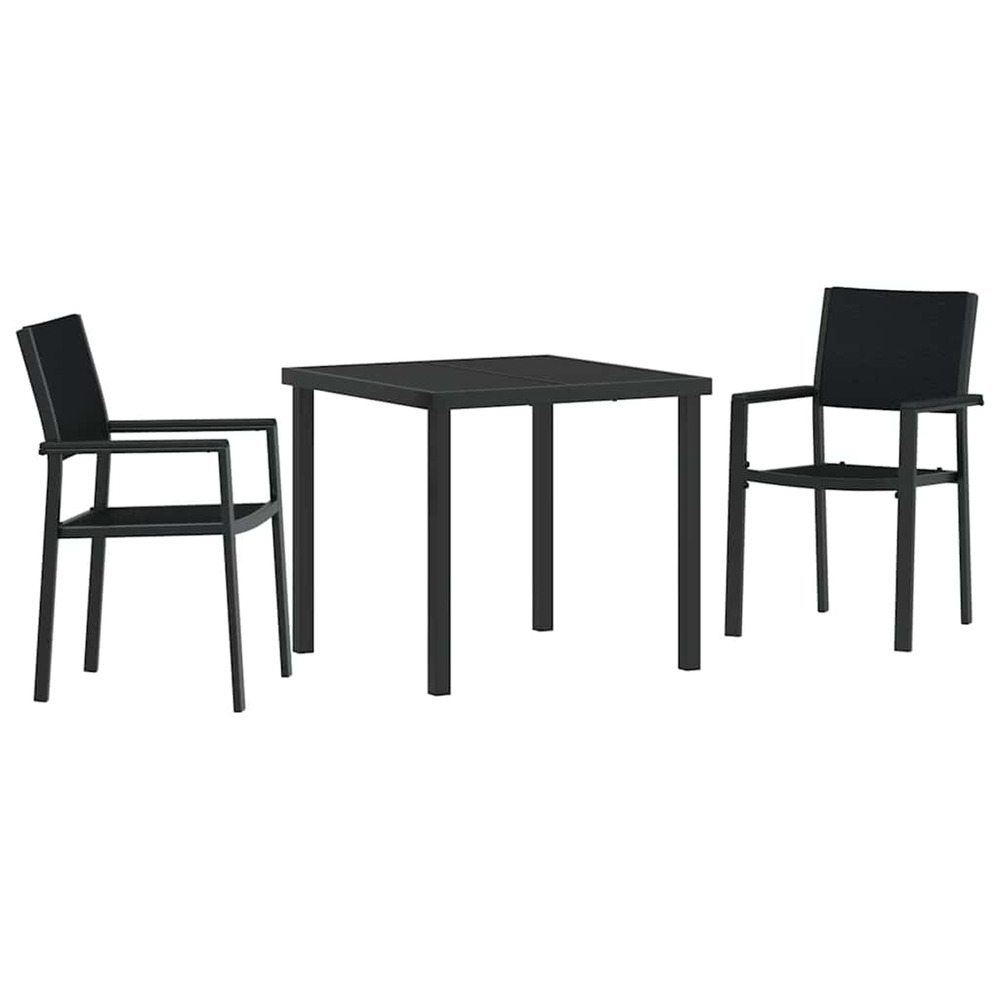 Ensemble de salle à manger pour jardin 3 pcs noir