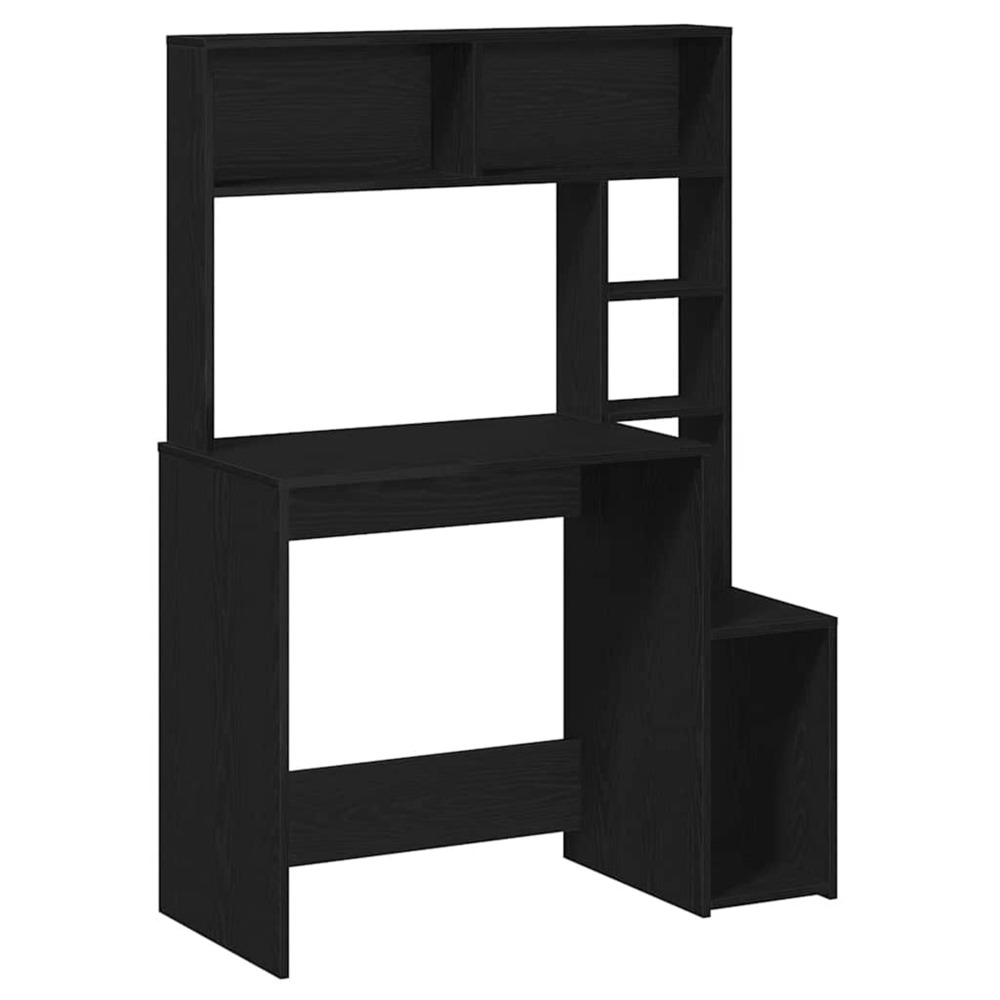Bureau avec étagères noir 100x45x140 cm bois d'ingénierie