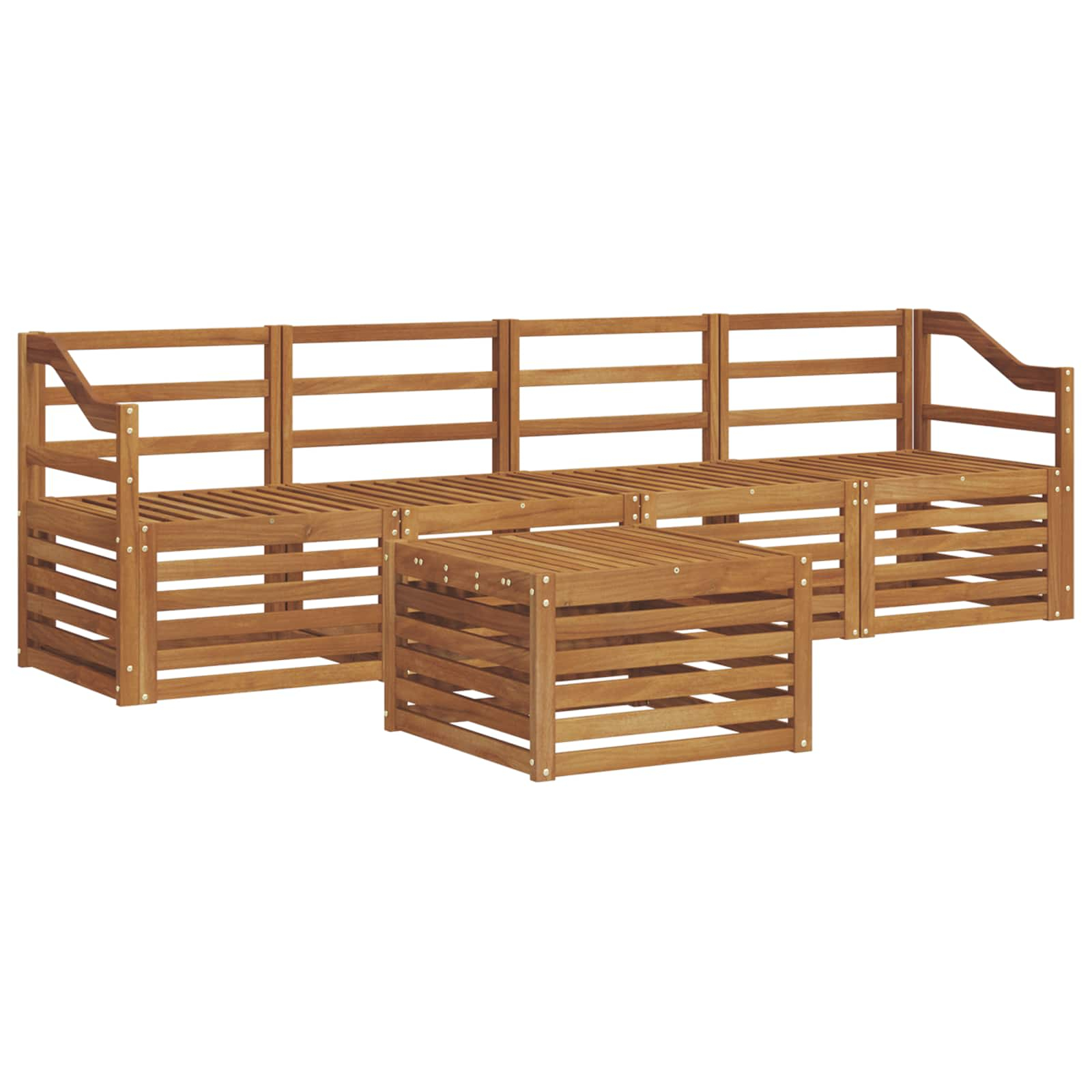 Ensembles de canapés 5 pcs naturel bois d'acacia massif