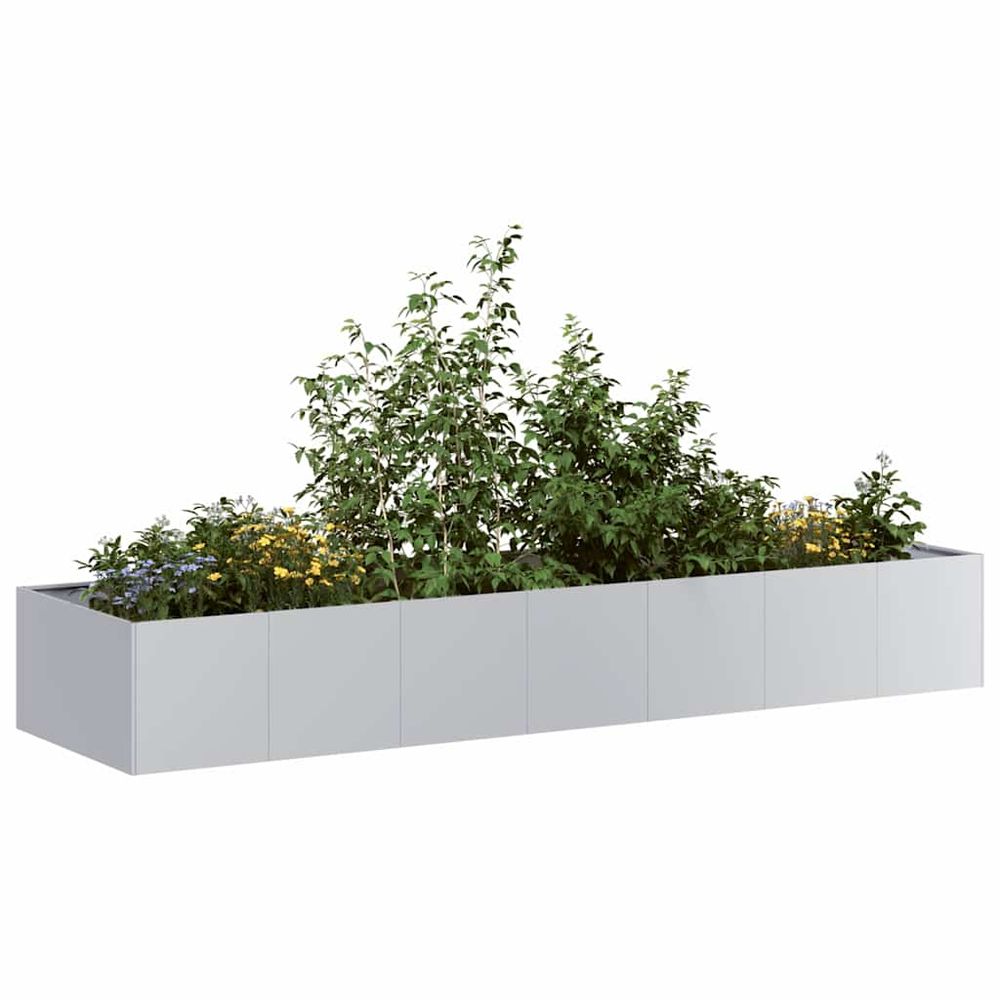 Potager surélevé xxl acier galvanisé anti-rouille argent 280x80x40 cm