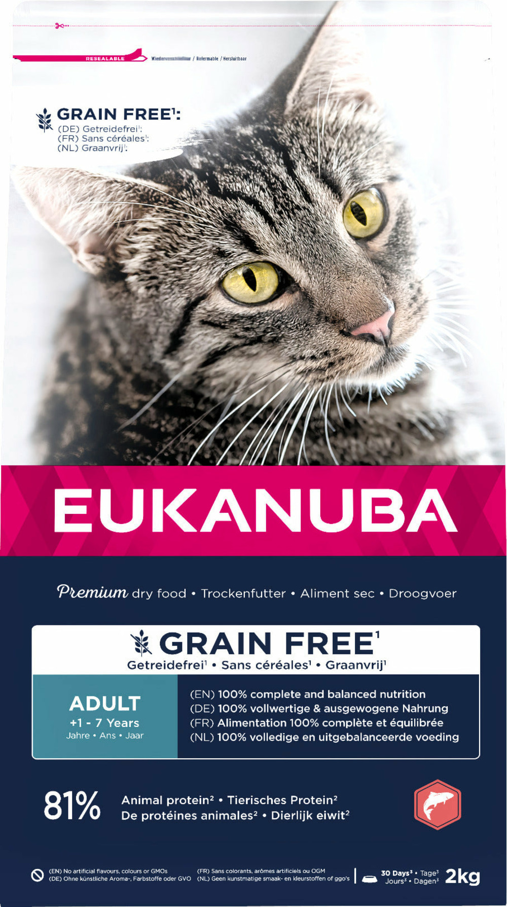Eukanuba - croquettes sans céréales au saumon pour chat 2kg