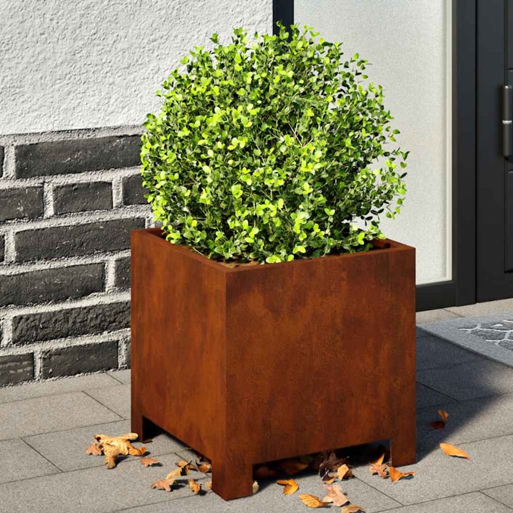 Lot de 2 jardinières acier corten design évolutif jardin 30x30x30 cm