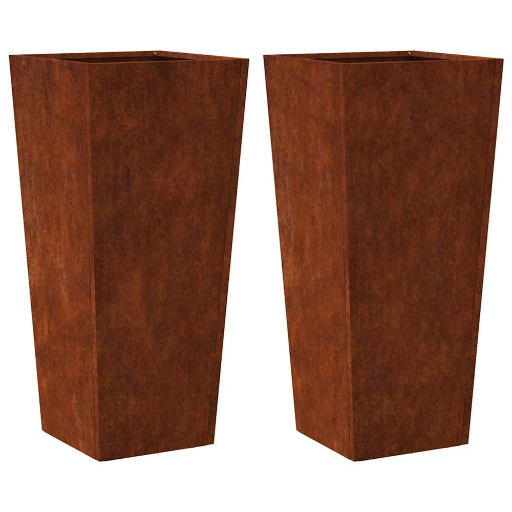 Jardinière d'extérieurs 2 pcs 35x35x75 cm acier résistant aux intempéries