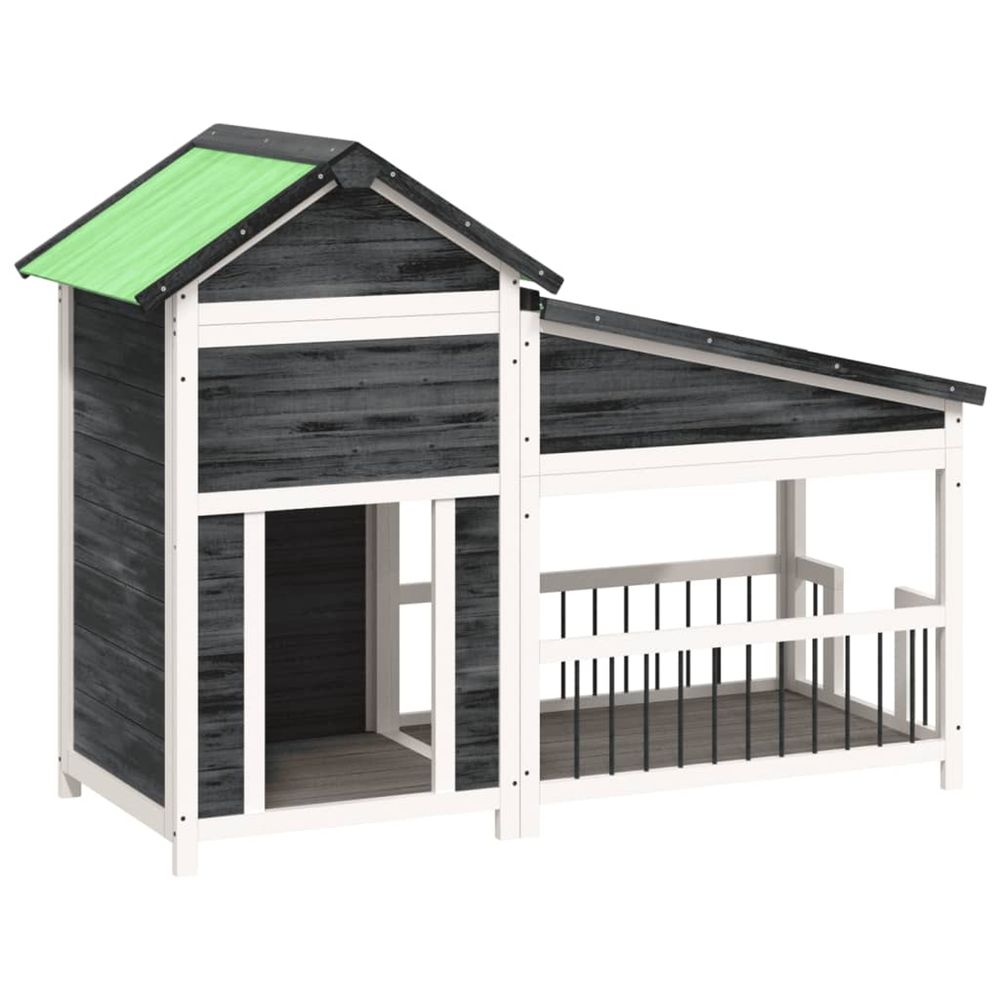 Chenil gris 143x60,5x109 cm bois de pin solide