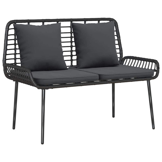 Banc de jardin noir et anthracite rotin synthétique et acier