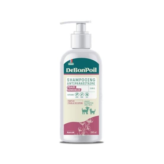 Shampooing antiparasitaire peau sensible debonpoil chiot chaton 250 ml