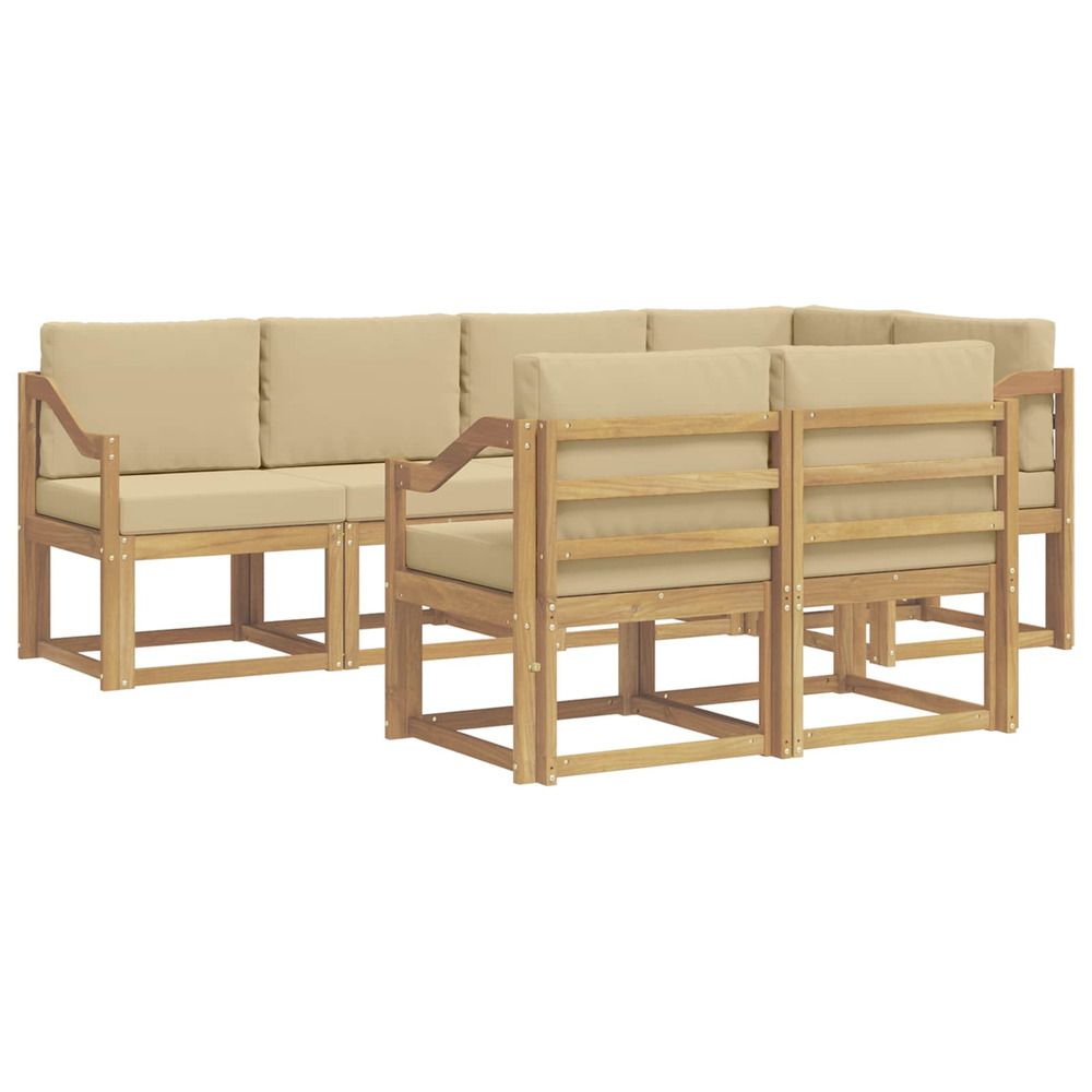 Ensemble de canapés d'extérieur 7 pc blanc et beige polyester