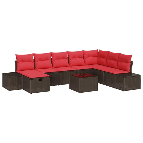 Ensemble de canapé de jardin 9 pc marron polyrotin