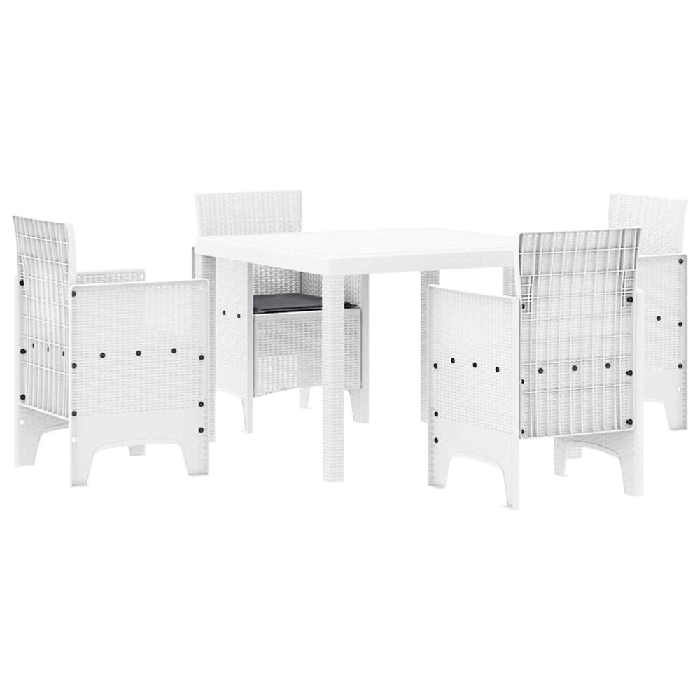 Ensemble de salle à manger pour jardin 5 pc blanc polypropylène