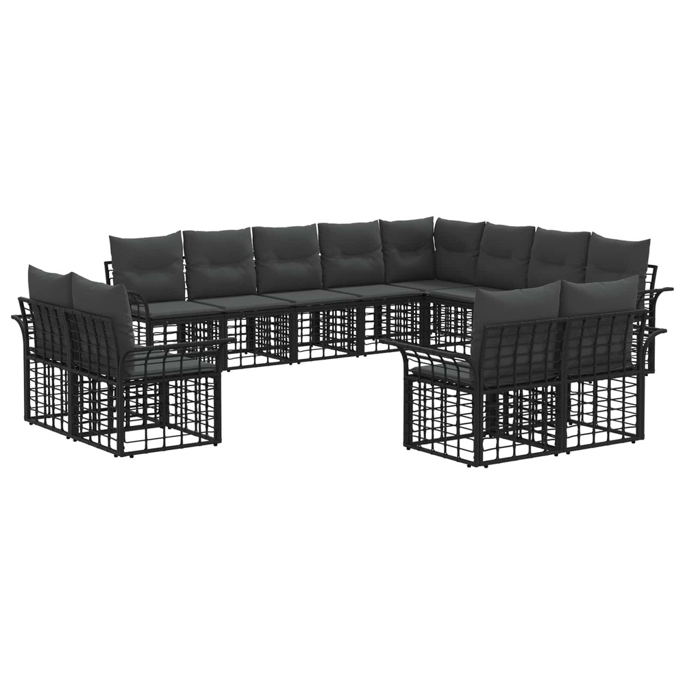 Ensemble de canapés d'extérieur 12 pcs noir et gris foncé