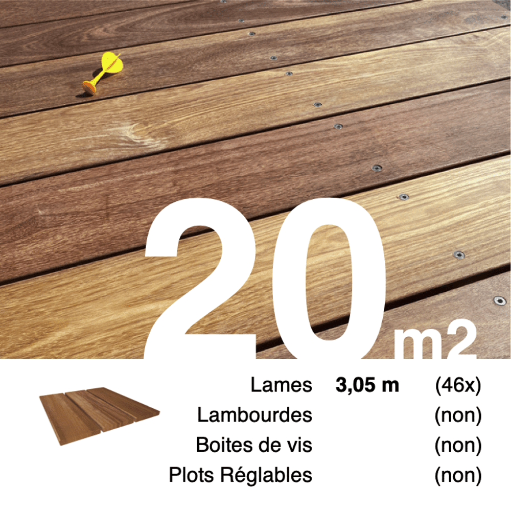 Lames de terrasse bois exotique cumaru 21 x 145 mm • longueur 3,05 m • classe 4 • lot pour 20 m²