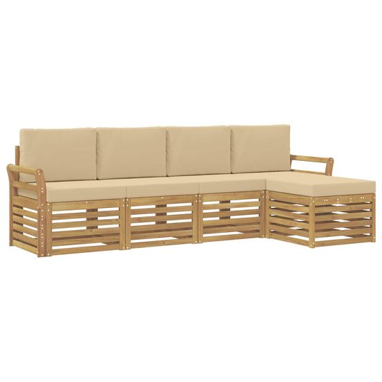 Ensemble de canapés d'extérieur 5 pc blanc et beige polyester