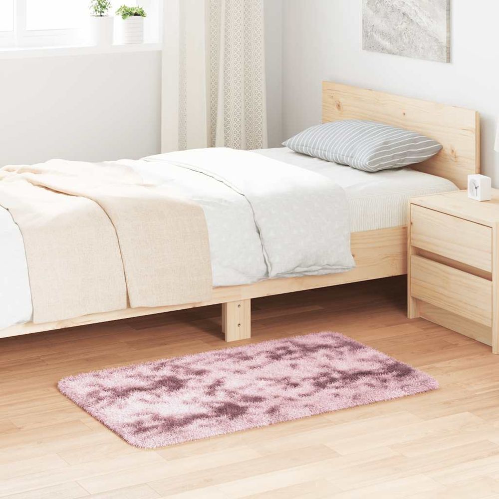 Tapis de chambrepolyester doux et moelleux antidérapant poils longs rose poudré 60x100 cm