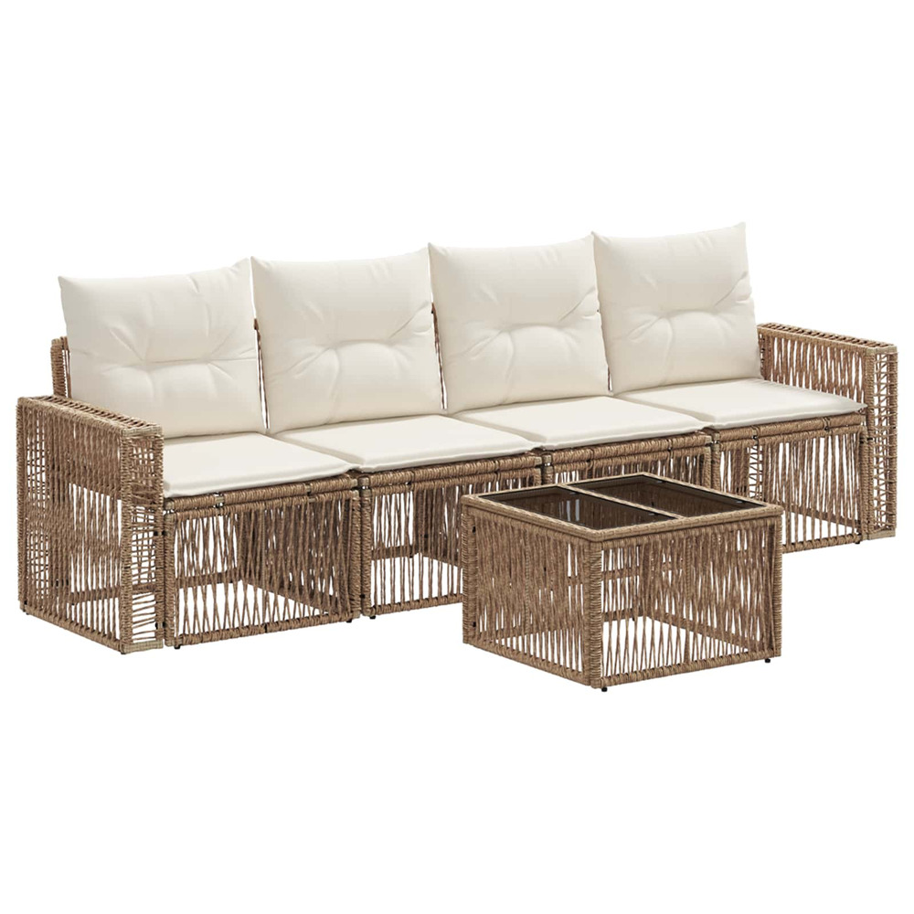 Ensemble de canapé de jardin 5 pcs beige et blanc crème