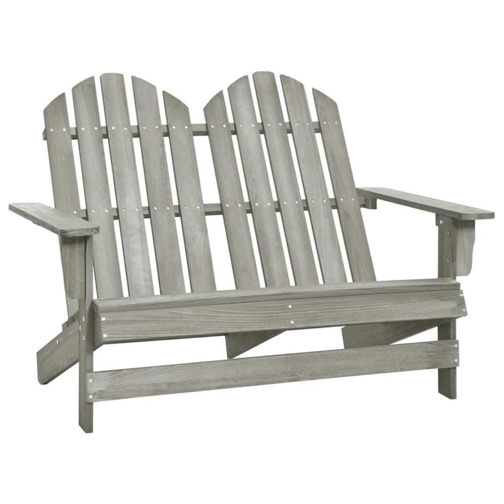 Chaise de jardin adirondack 2 places bois de sapin massif gris