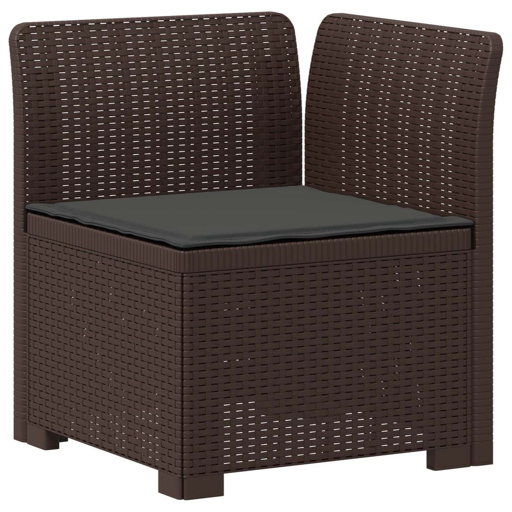 Canapé de jardin 1 place avec coussin look rotin pp marron