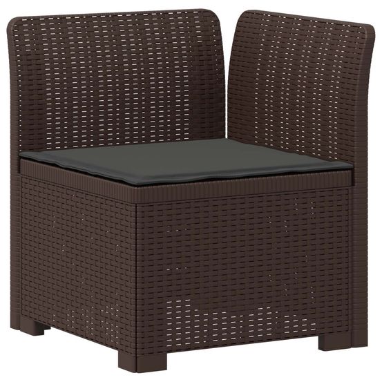 Canapé de jardin 1 place avec coussin look rotin pp marron
