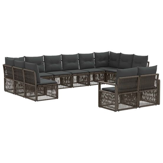 Ensemble de canapé de jardin 12 pc gris polyrotin