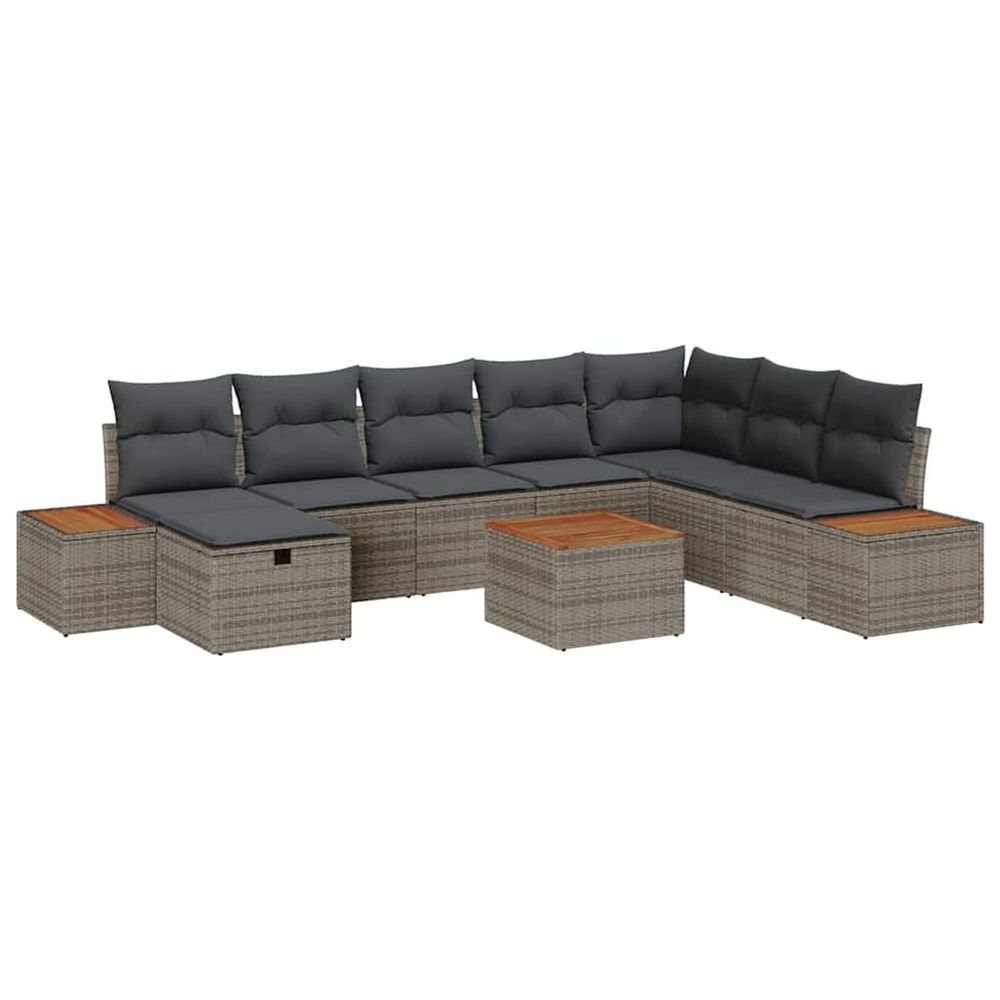 Ensemble de canapé de jardin 9 pc gris polyrotin