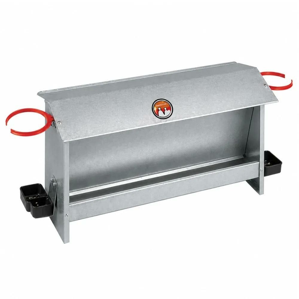 Mangeoire-abreuvoir novital 10 kg galvanisée avec 2 porte-bouteilles