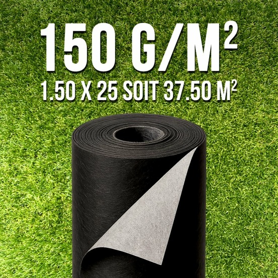 Bache de jardin anti-repousse indéchirable 150g/m2 1,5m x 25m mgs