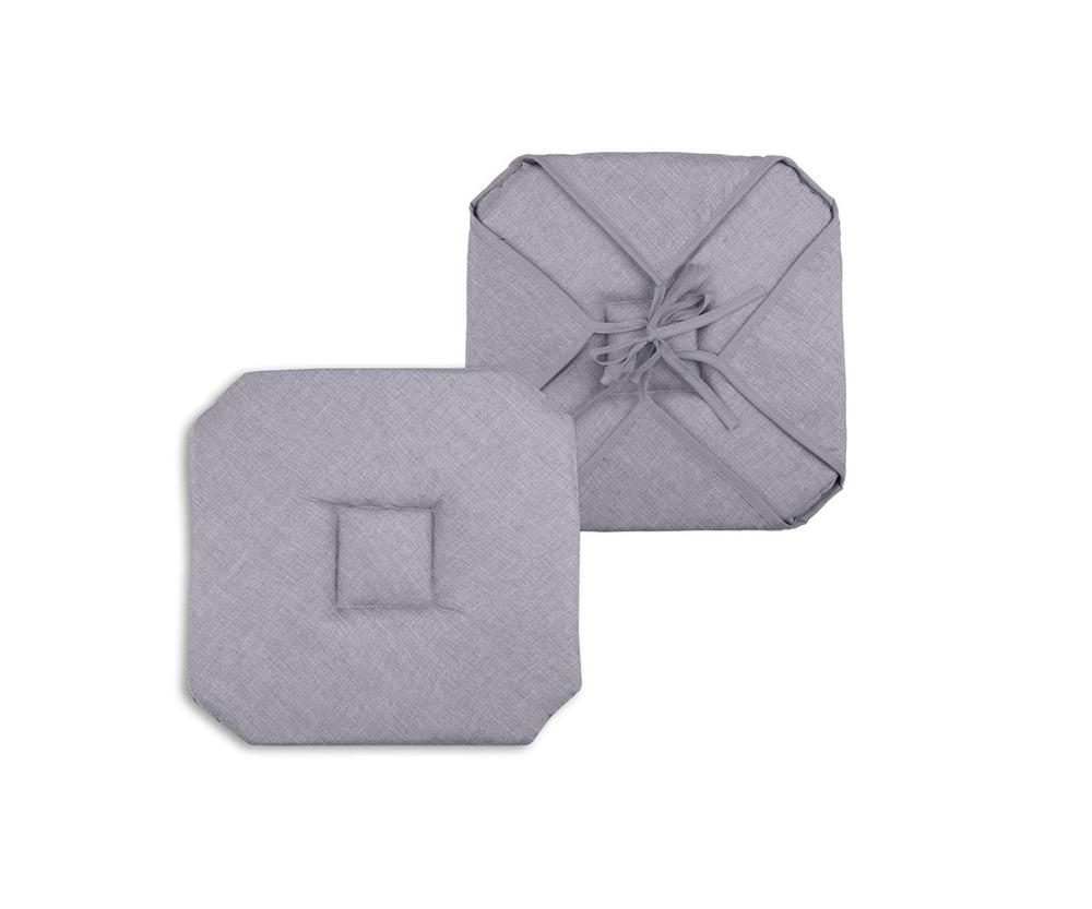 Coussin galette de chaise 4 rabats 40x40cm gris chinee