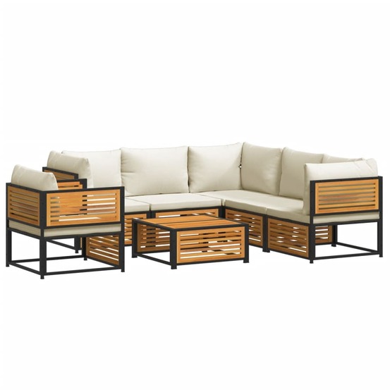 Salon de jardin avec coussins 7 pcs bois massif d'acacia
