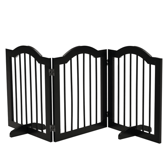 Barrière de sécurité pliable 3 panneaux pour chien en bois mdf autoportante 154,5x61 cm noir