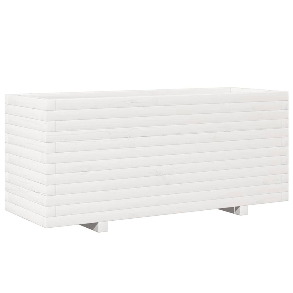 Jardinière blanc 110x40x49,5 cm bois de pin massif