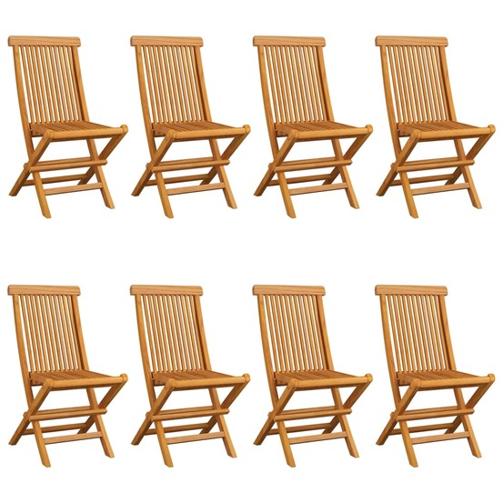 Chaises de jardin et coussins noir lot de 8 bois de teck massif