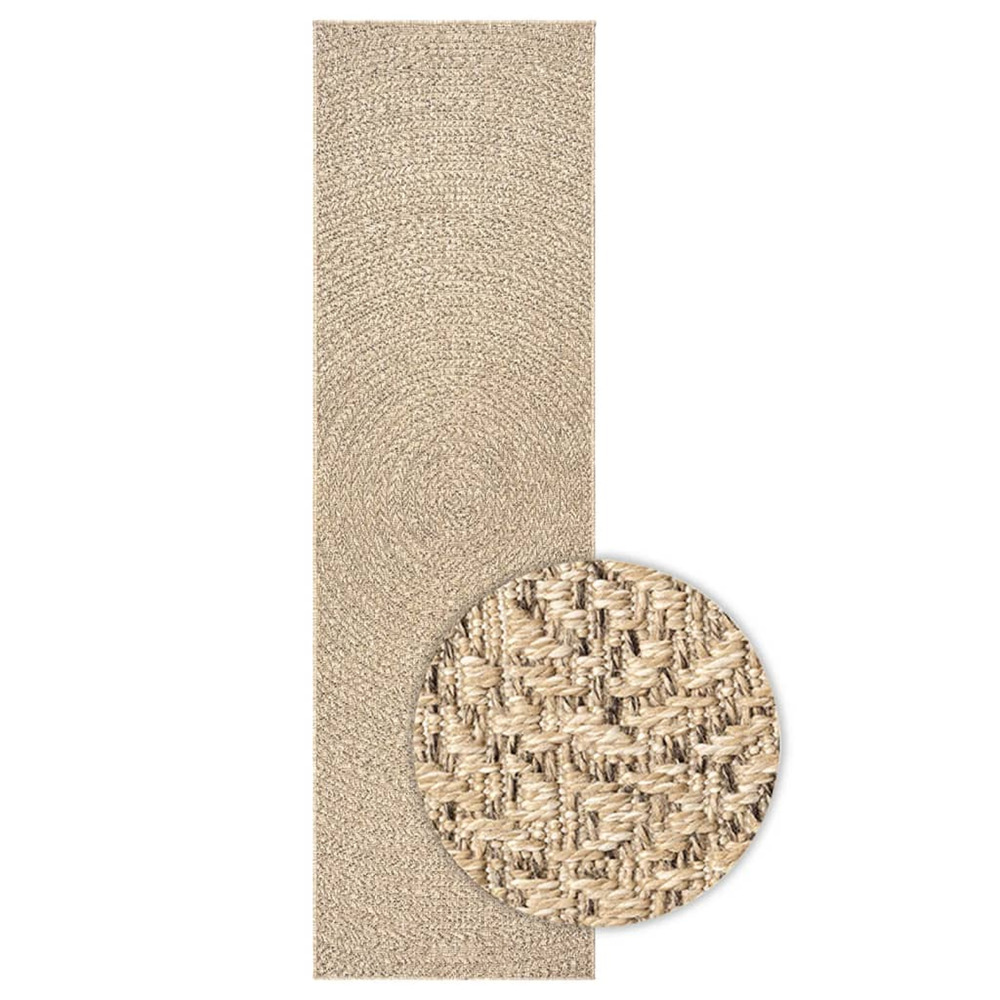 Tapis zizur 80x250 cm aspect de jute intérieur et extérieur