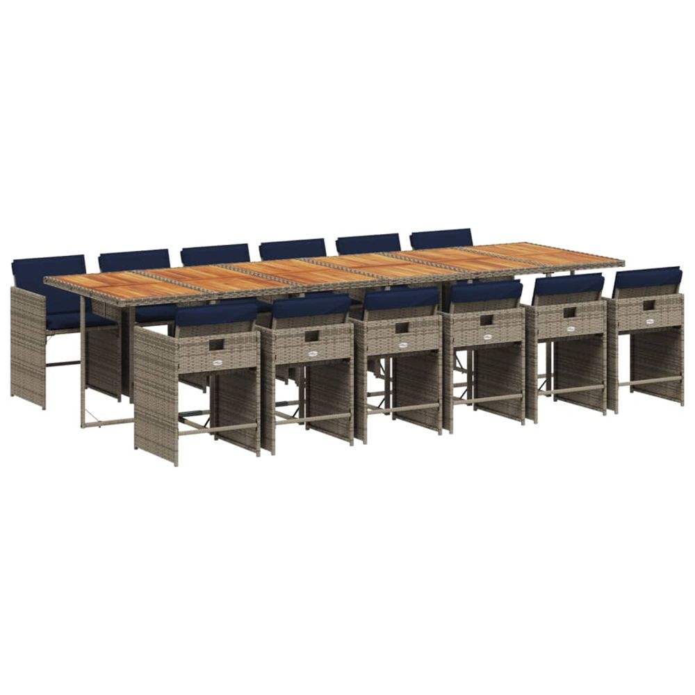 Ensemble à manger de jardin avec coussins 13 pcs résine tressée