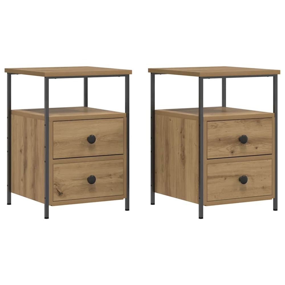 Tables de chevet 2 pcs chêne artisanal bois d'ingénierie