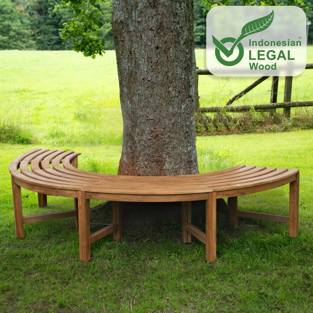 Banc d'arbre mâle 200 cm semi-circulaire sans dossier