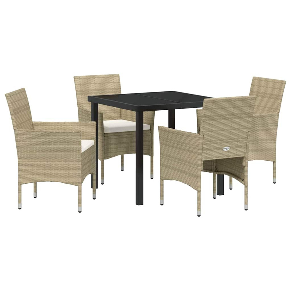 Ensemble de salle à manger pour jardin 5 pcs beige polyrotin