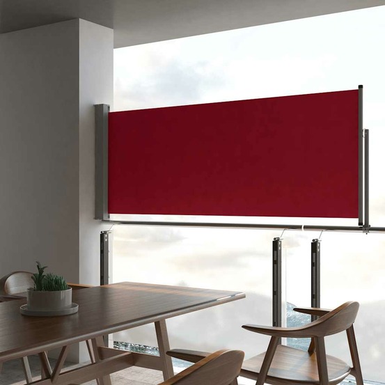Auvent latéral rétractable de patio 100x300 cm rouge
