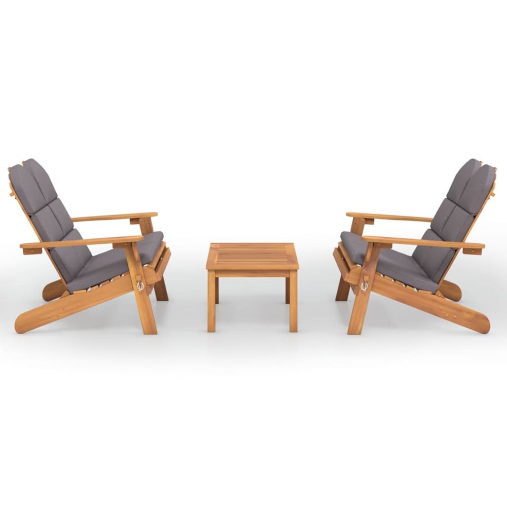 Ensemble de salon de jardin adirondack 3 pcs bois acacia solide