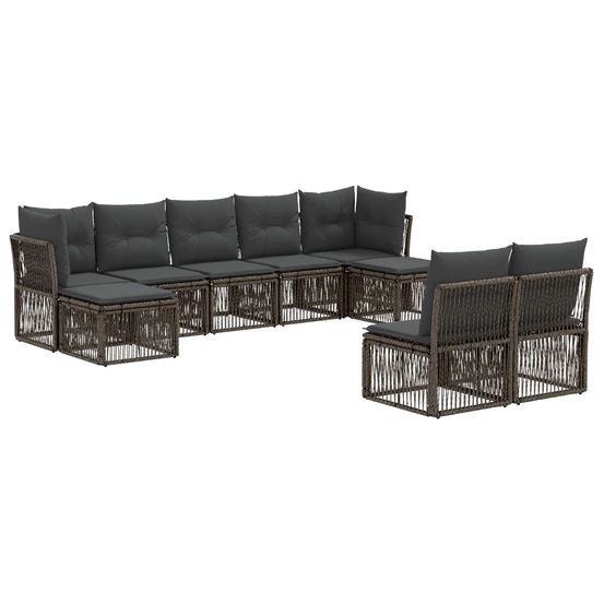 Ensemble de canapé de jardin 9 pc gris polyrotin