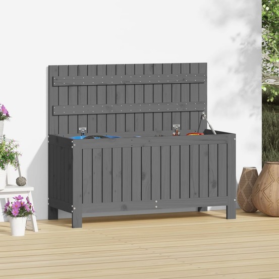 Boîte de rangement de jardin gris 108x42,5x54 cm bois de pin