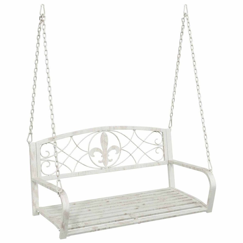 Banc balançoire acier 110,5 x 59 x 55 cm blanc antique
