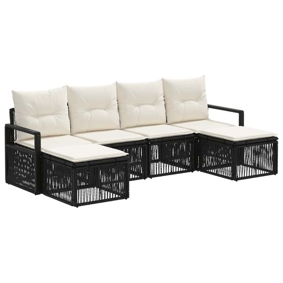 Ensemble de canapé de jardin 6 pc noir polyrotin