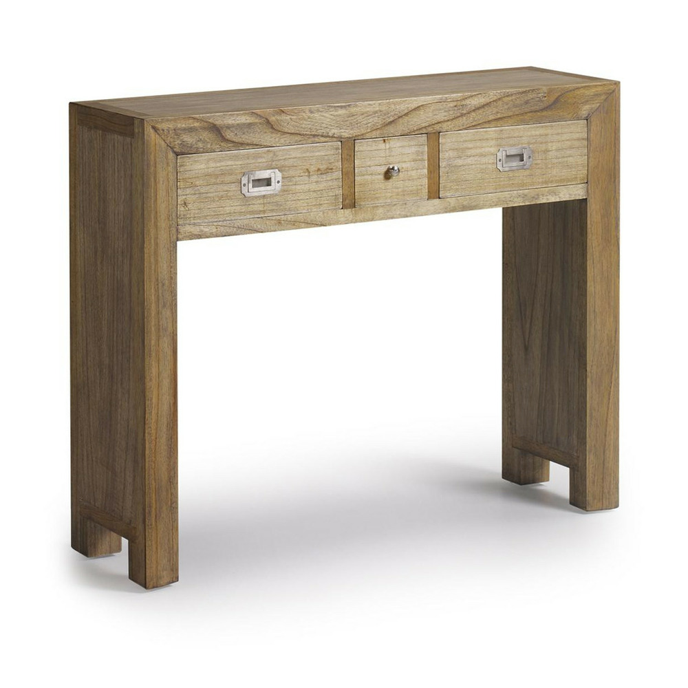 Console 3 tiroirs bronze bois marron - kerline décoration d'autrefois