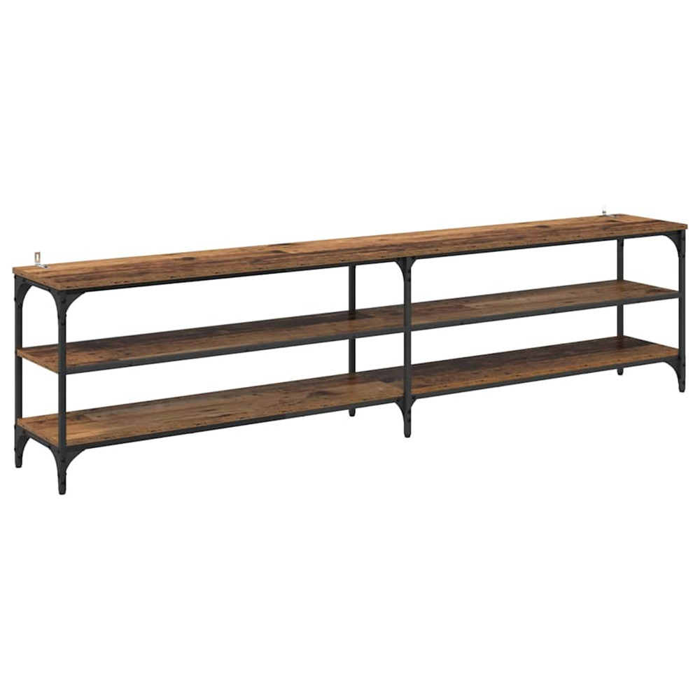 Meuble tv bois ancien 200 x 30 x 50 cm bois d'ingénierie et fer